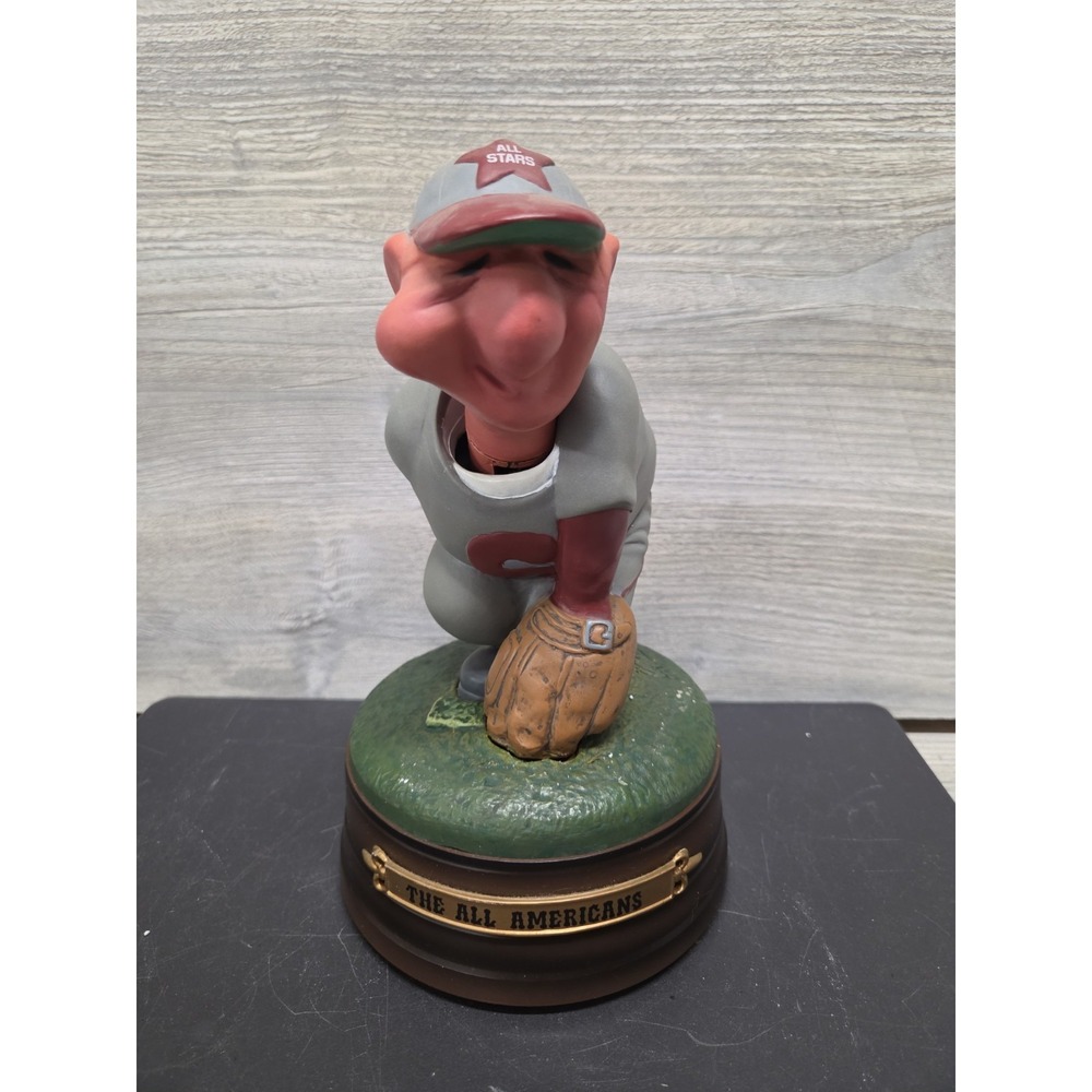 The All Americans - Enesco Music Box Baseball Pitcher On Base-Moves Rare! Eshelf